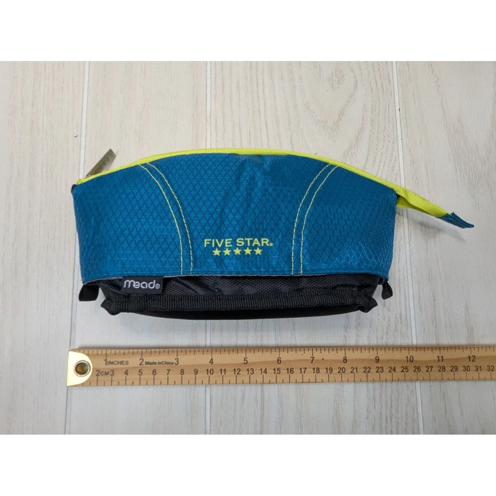 2 Mead Five Star Pencil Pouch Cases Expandable Blue Black Zippered